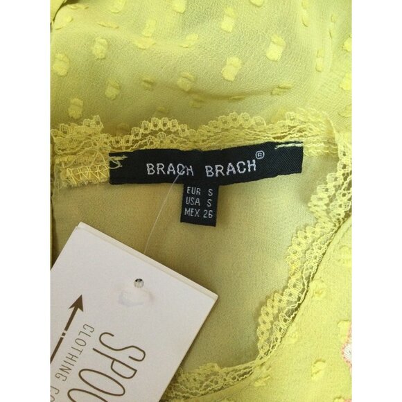 Spool No.72 Brach Brach Floral Embroidered Clip-Dot Lace Ruffle Blouse Top Small - Picture 7 of 9